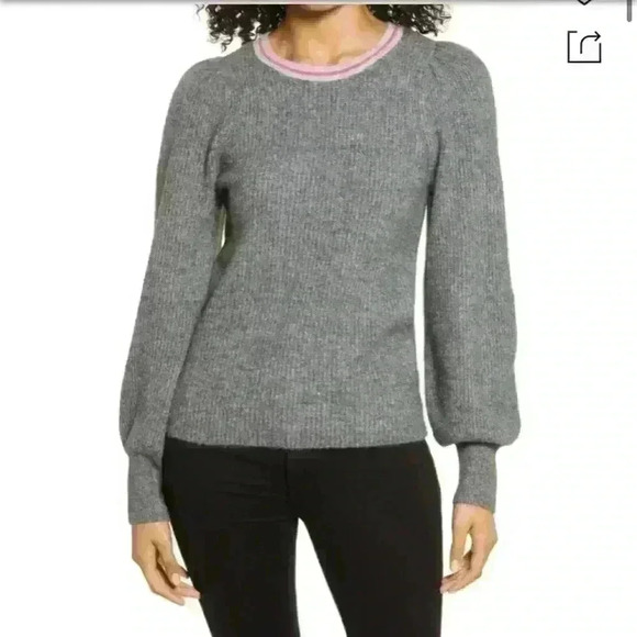 Halogen Grey Dark Heather Blouson Sleeve Sweater - Picture 1 of 9